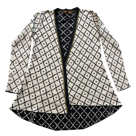 Belldini open front Cardigan Diamond Pattern High Low Cream Gray Women’s size S - Picture 3 of 8